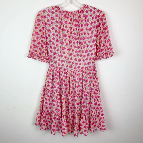 Cinq A Sept Tish Chiffon Ruffle Mini Dress In Ocean Mist Size 2 - Picture 12 of 16